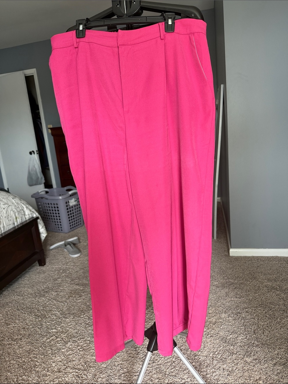 Bright Pink Women's Wide Leg Trousers